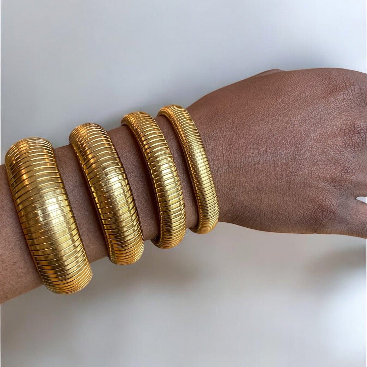 Accordion Bangle Bracelet - Gold | The Consciously Lisa Collection