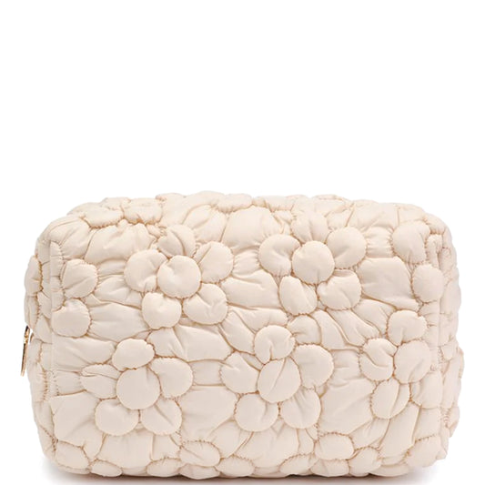 Floral Puff Cosmetic Bag - Cream