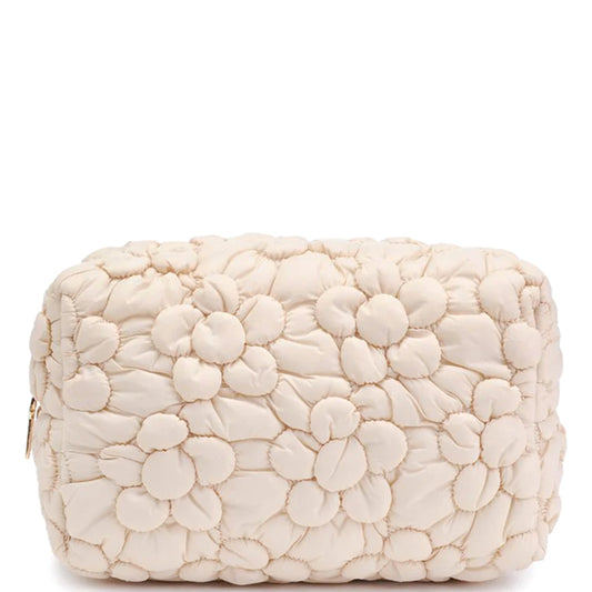 🎁 Floral Puff Cosmetic Bag - Cream (100% off)
