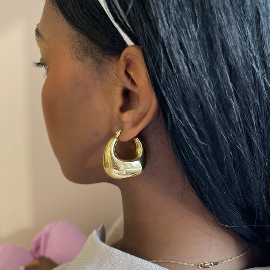 Chunky Pocketbook Hoop Earrings - Gold