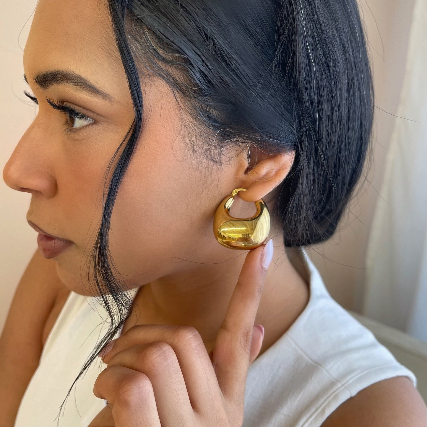 Chunky Pocketbook Hoop Earrings - Gold