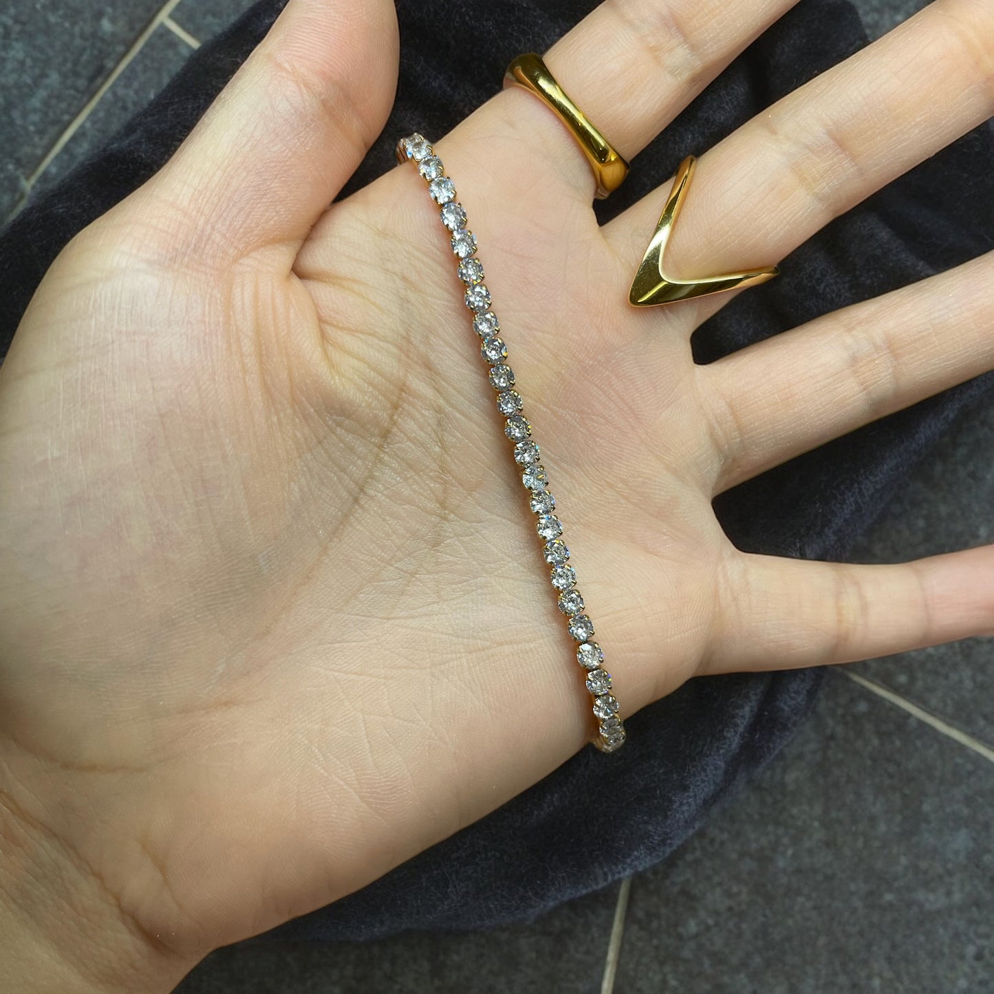 Tennis Pull Chain Bracelet - Gold