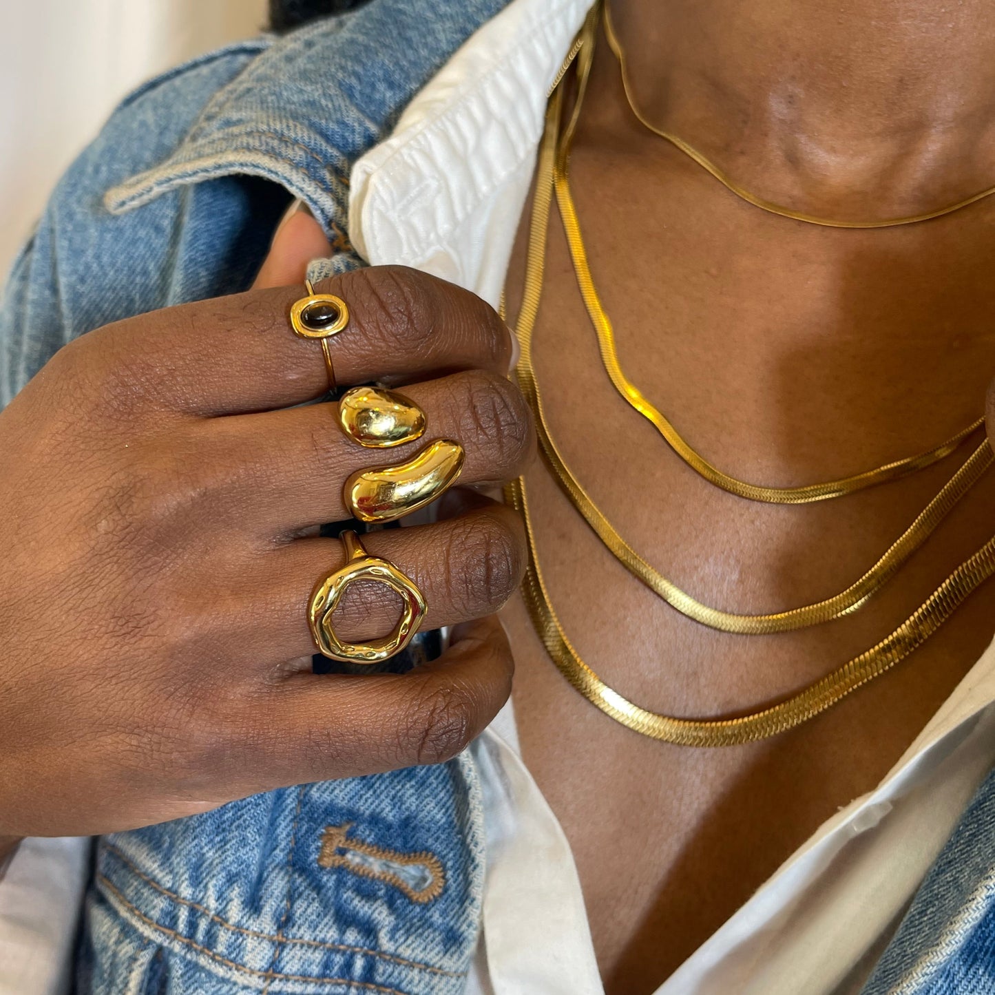 Chunky Abstract Adjustable Ring - Gold | The Consciously Lisa Collection