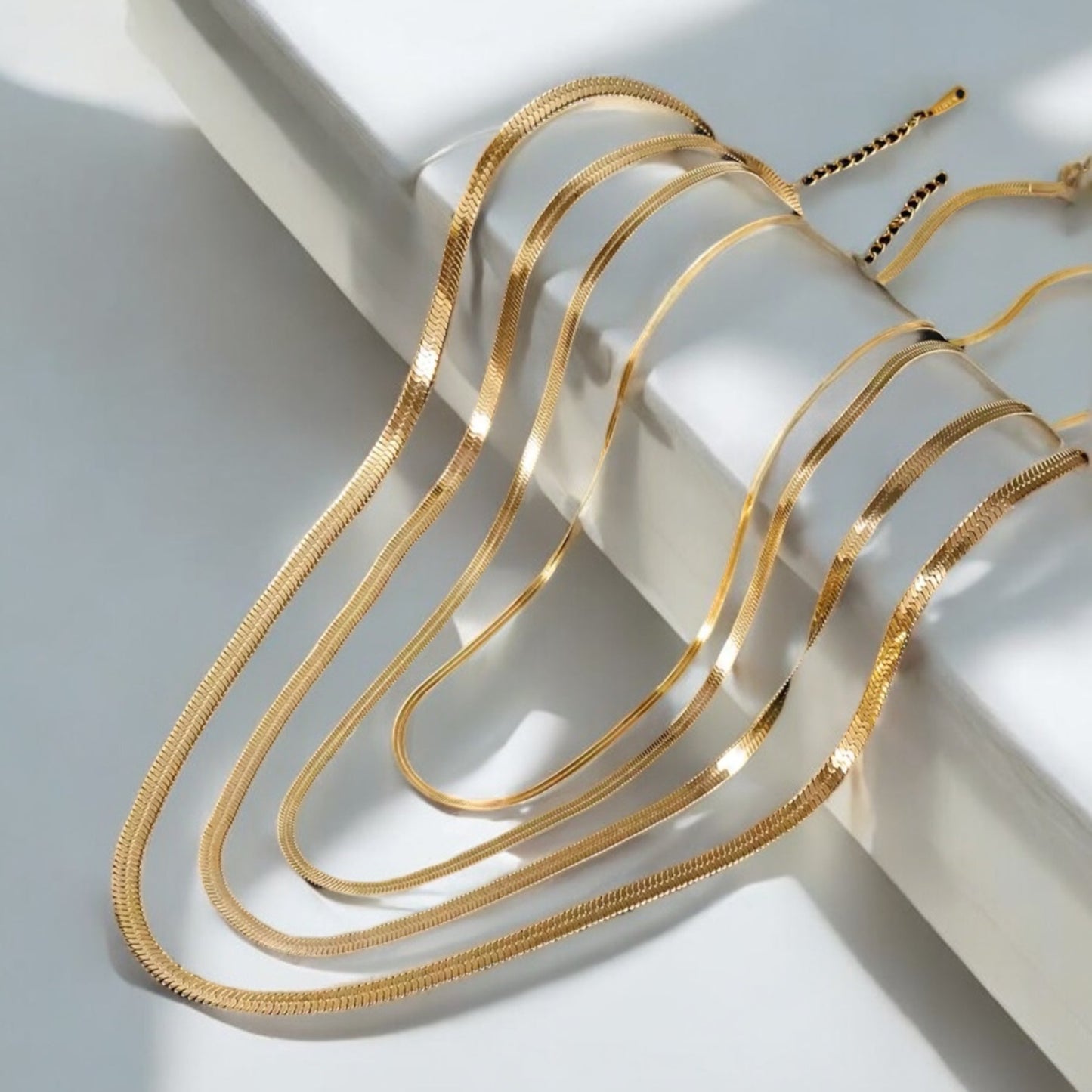 Herringbone Necklace Stack of 4 - Gold | The Consciously Lisa Collection