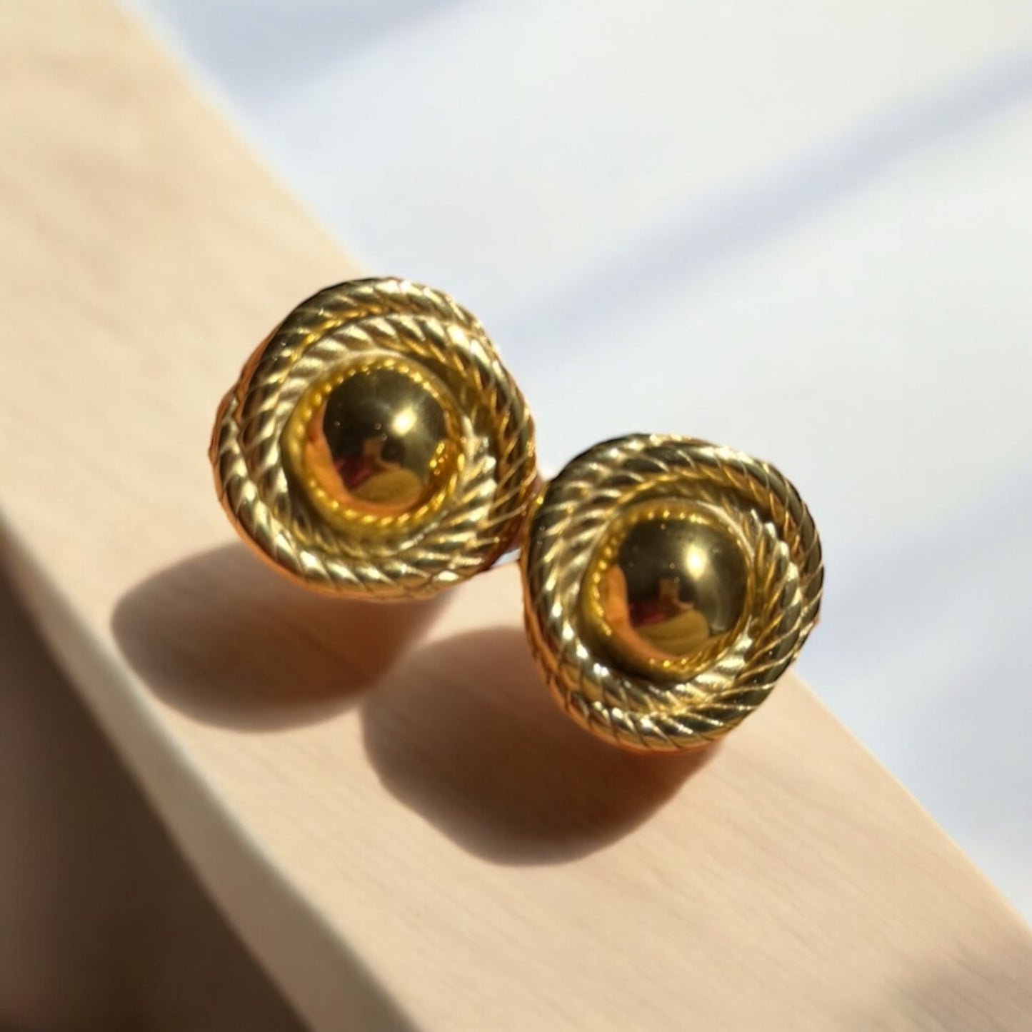 Classic Round Textured Stud Earrings - Gold | The Consciously Lisa Collection