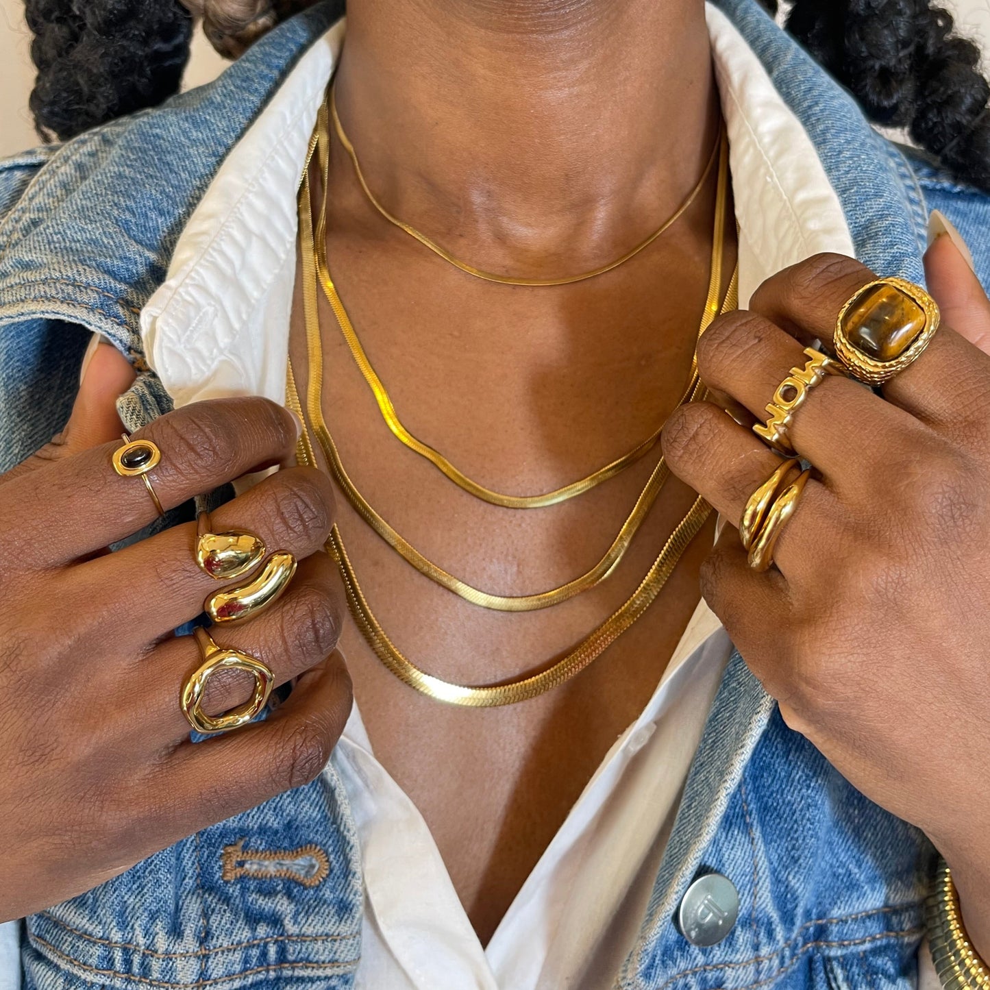 Herringbone Necklace Stack of 4 - Gold | The Consciously Lisa Collection