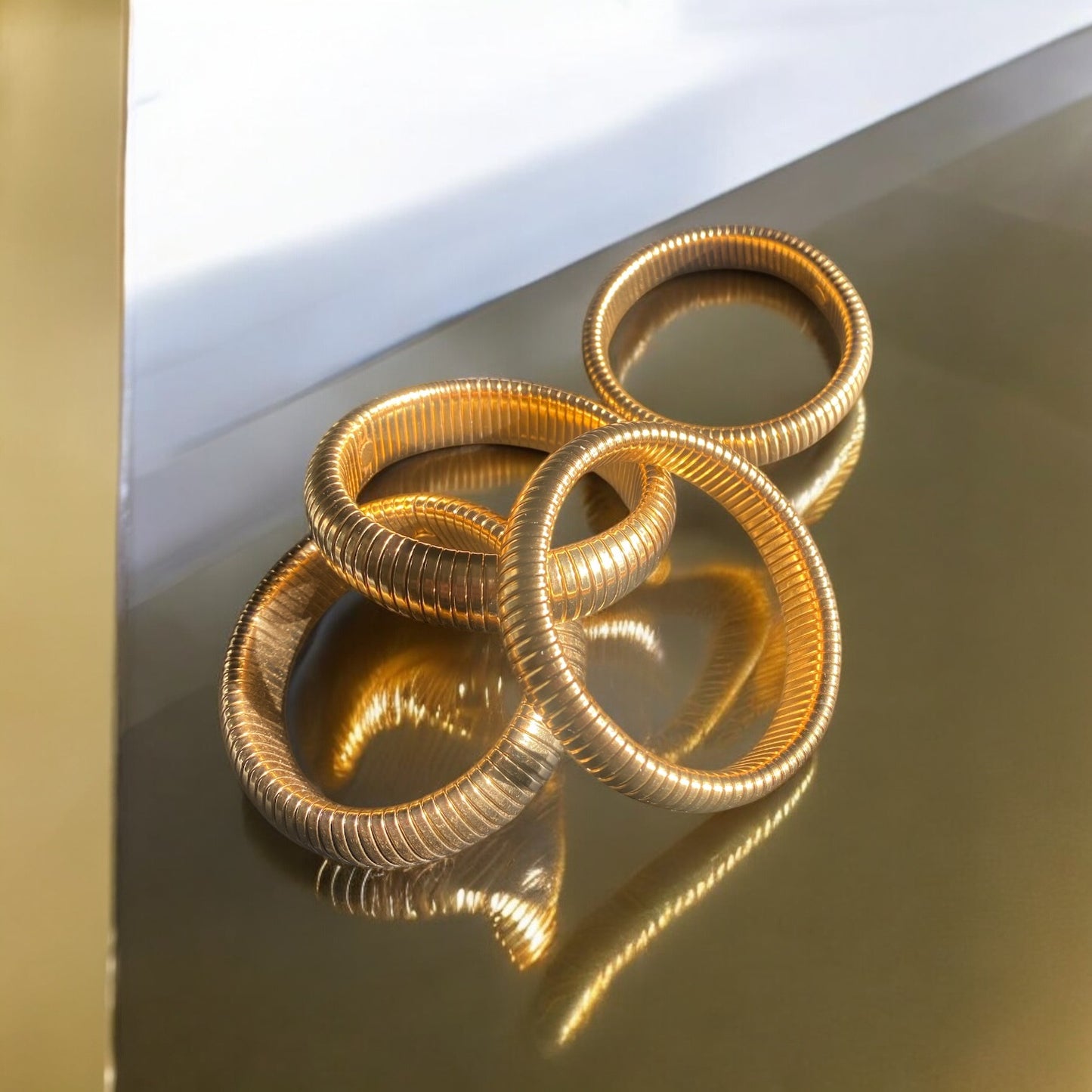 Accordion Bangle Bracelet - Gold | The Consciously Lisa Collection