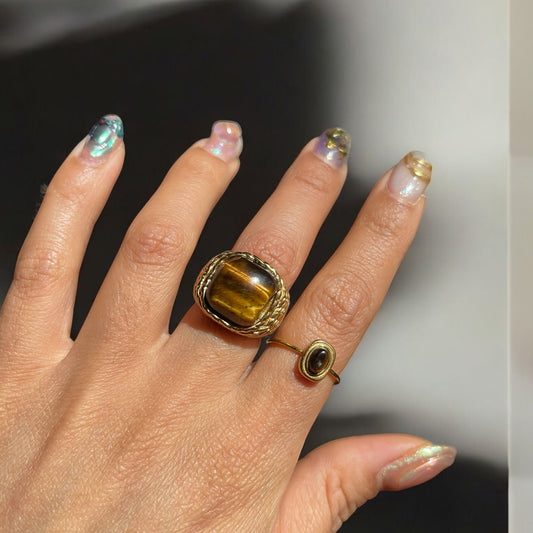 Dainty Tiger Eye Ring - Gold | The Consciously Lisa Collection