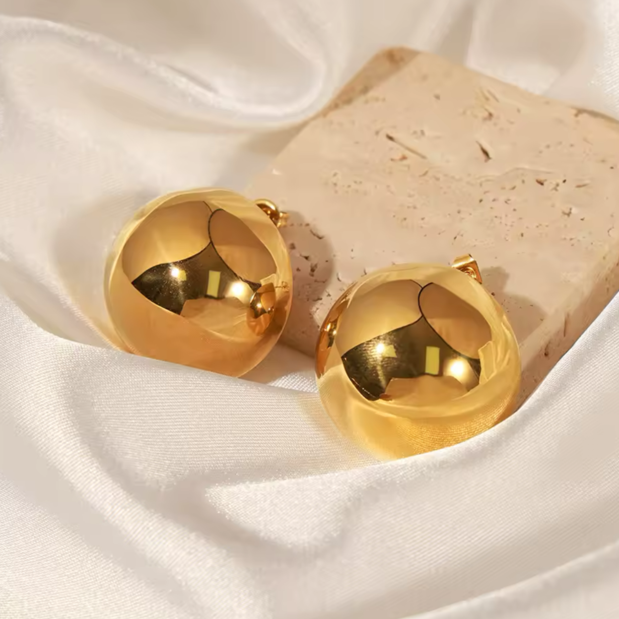 Chunky Round Ball Stud Earrings - Gold | The Consciously Lisa Collection