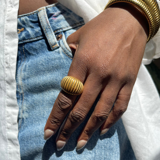 Textured Dome Ring - Gold | The Consciously Lisa Collection