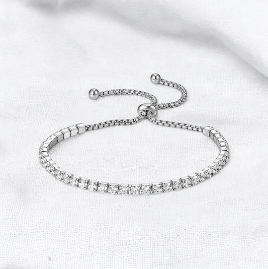 Tennis Pull Chain Bracelet - Silver