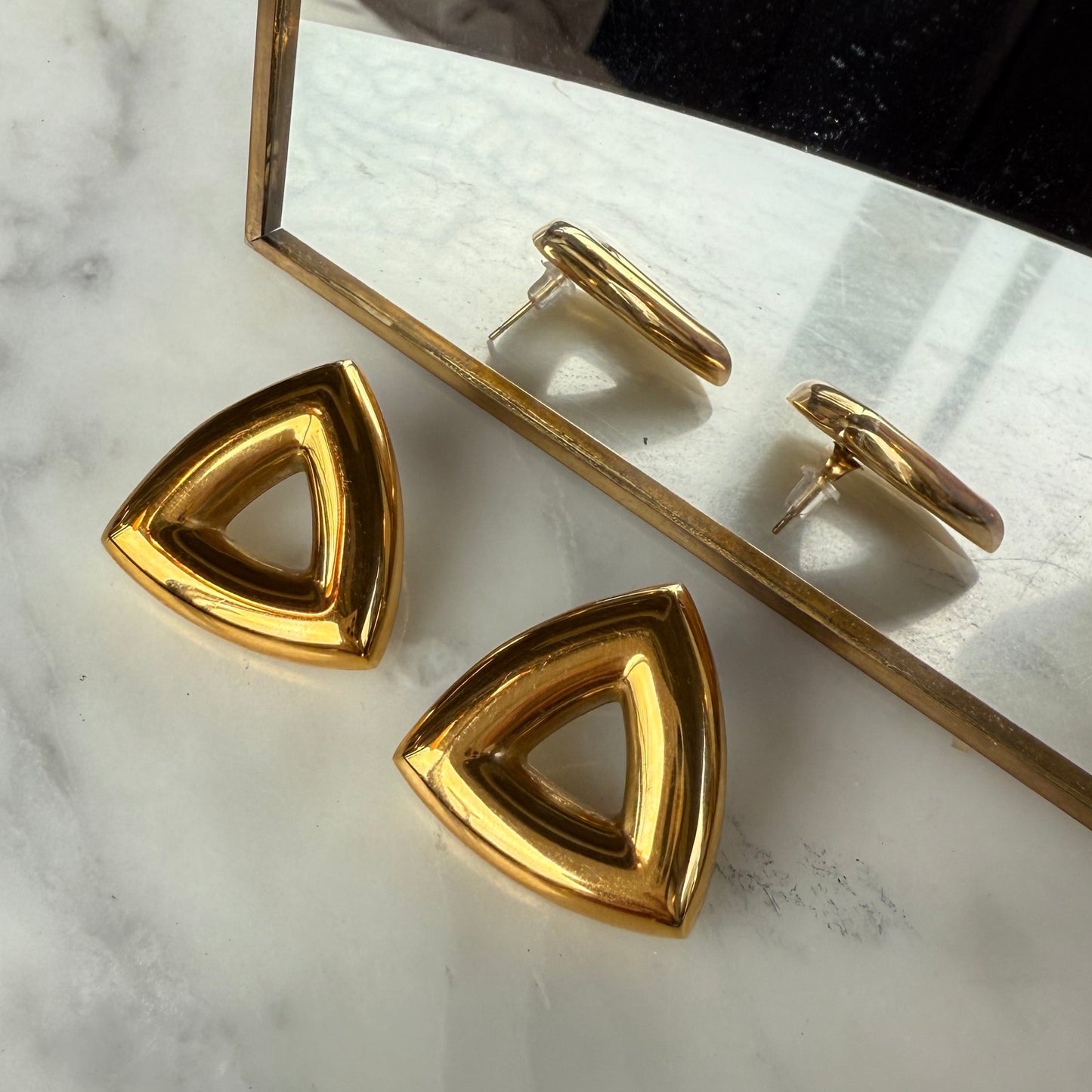 Hollow Triangle Stud Earrings | The Consciously Lisa Collection