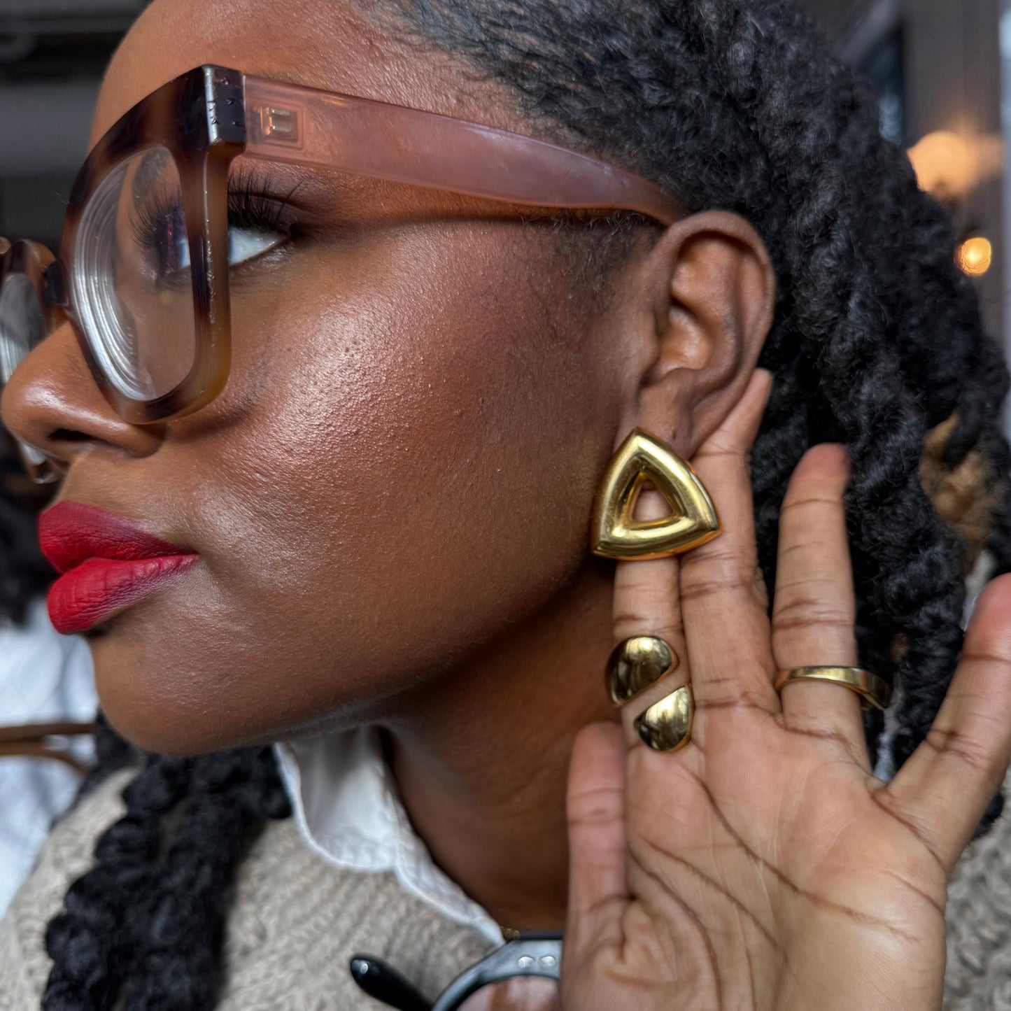 Hollow Triangle Stud Earrings | The Consciously Lisa Collection