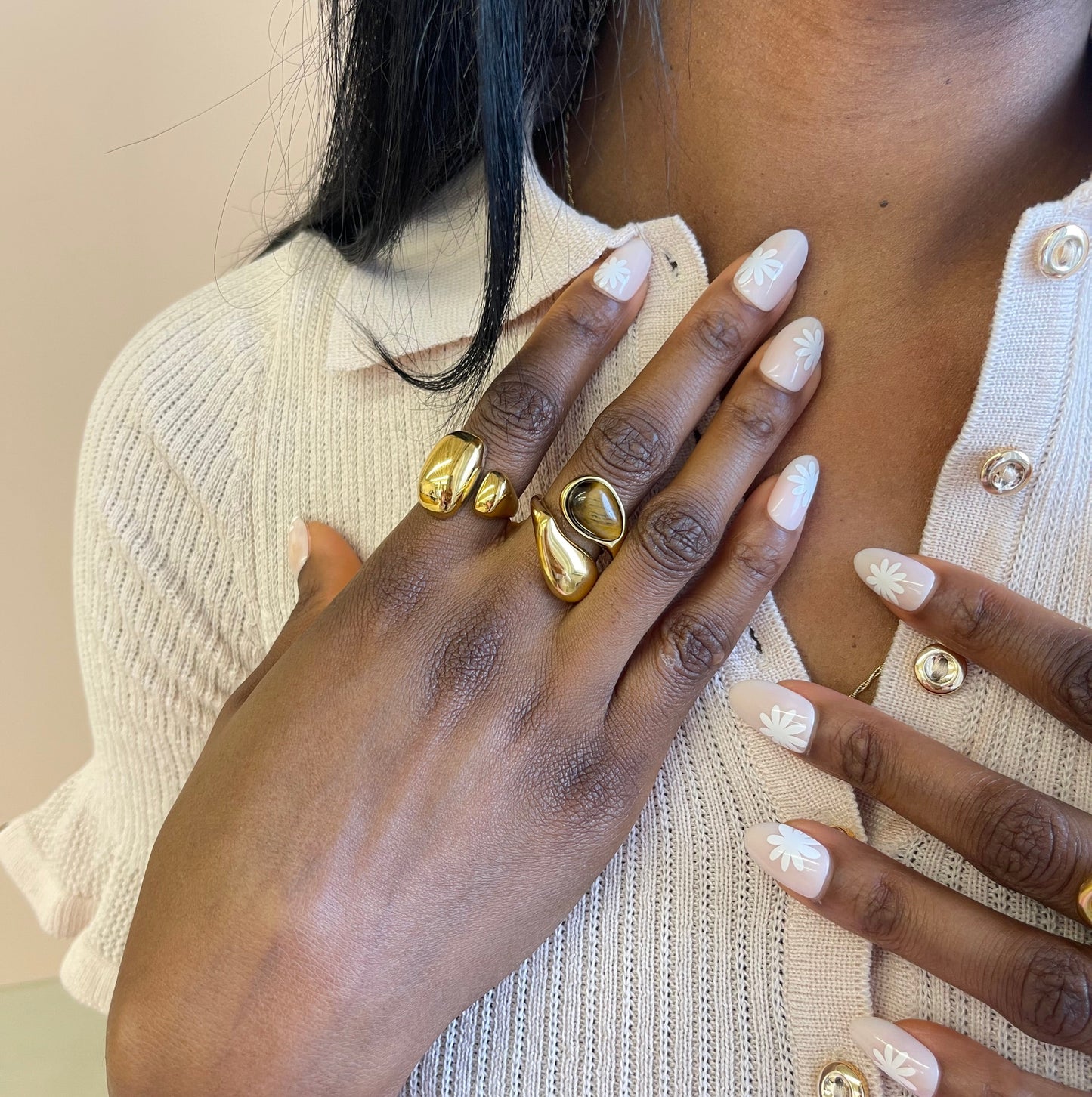 Chunky Oval Adjustable Ring - Gold