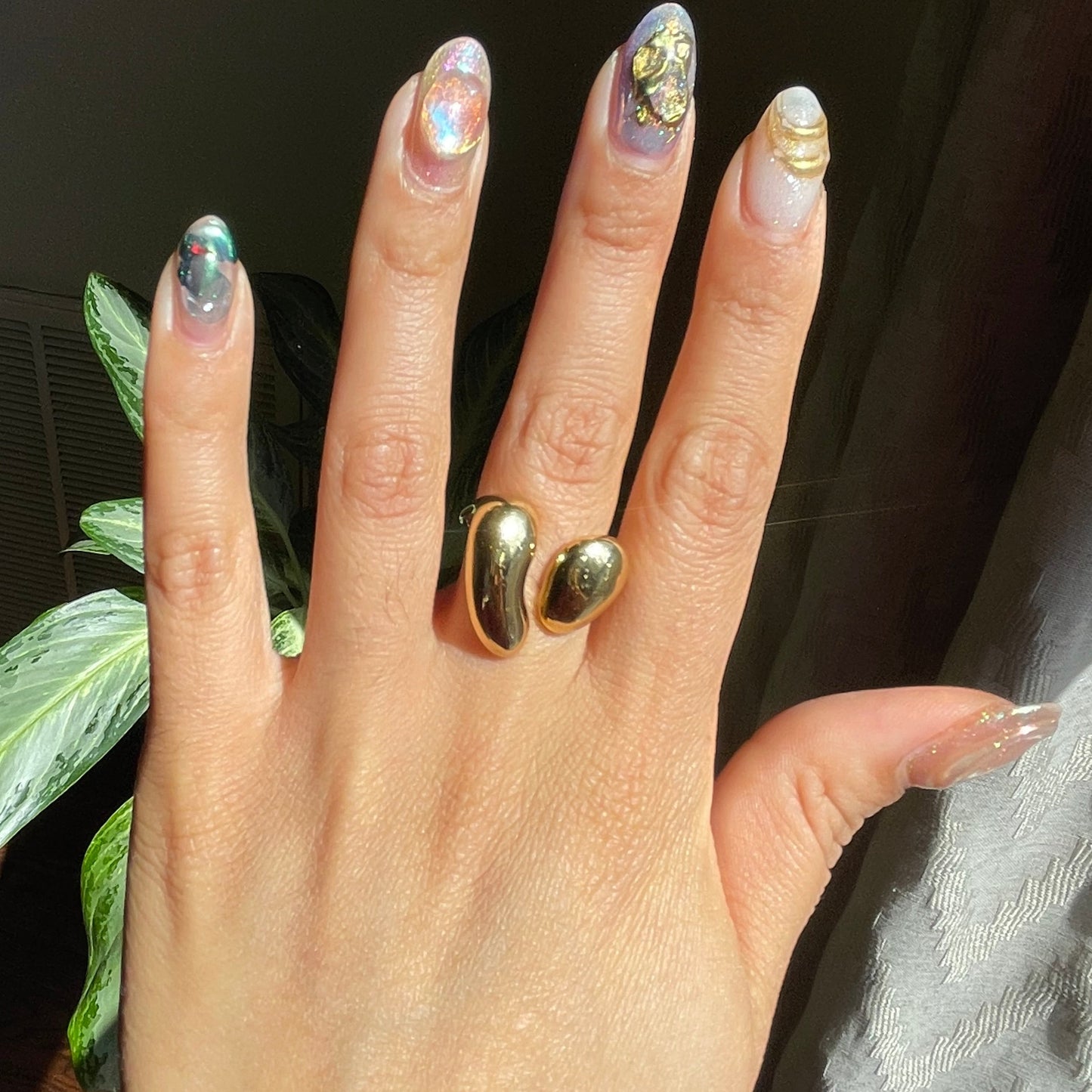 Chunky Abstract Adjustable Ring - Gold | The Consciously Lisa Collection
