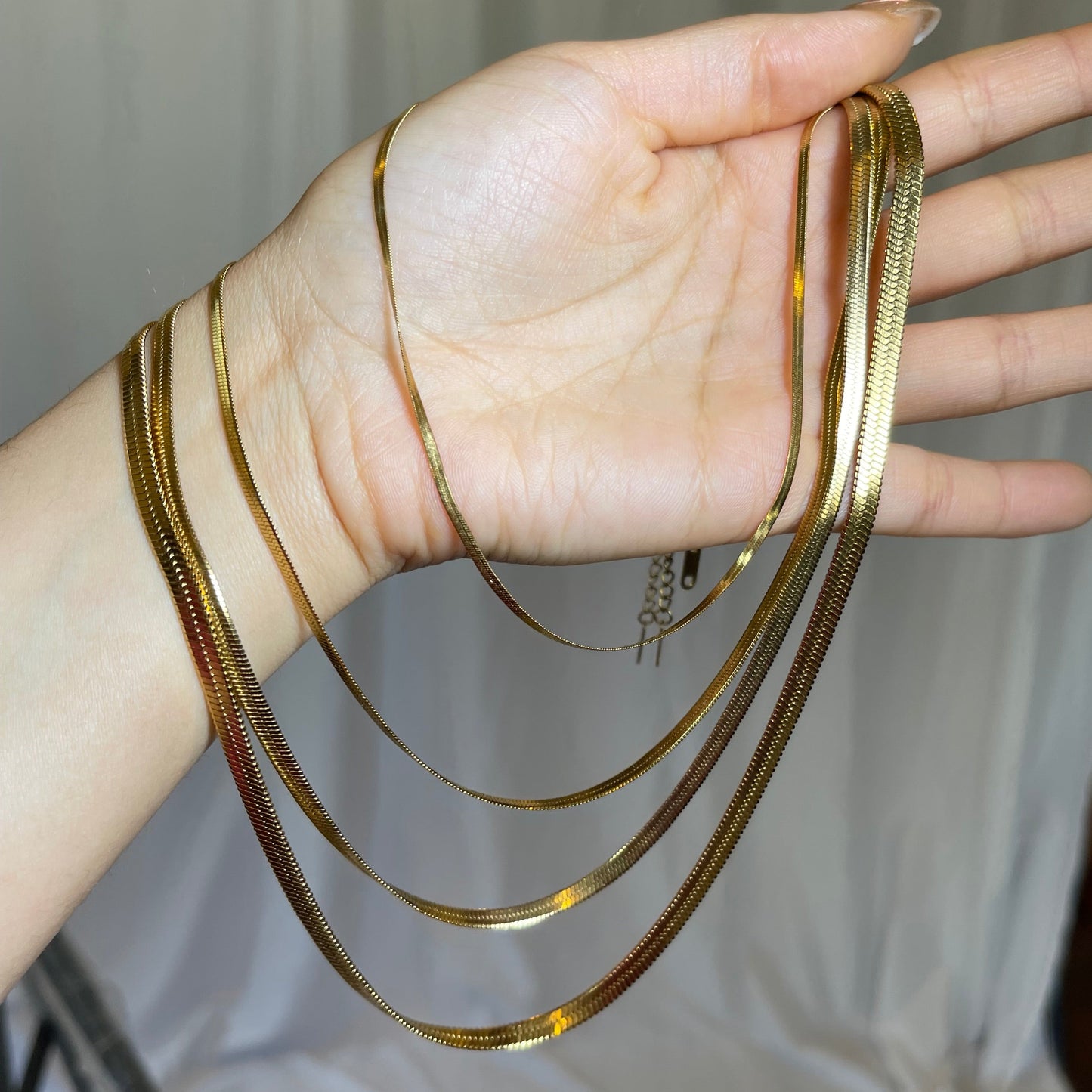 Herringbone Necklace Stack of 4 - Gold | The Consciously Lisa Collection
