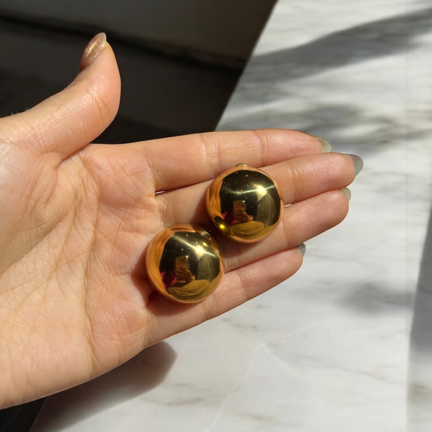 Chunky Round Ball Stud Earrings - Gold | The Consciously Lisa Collection