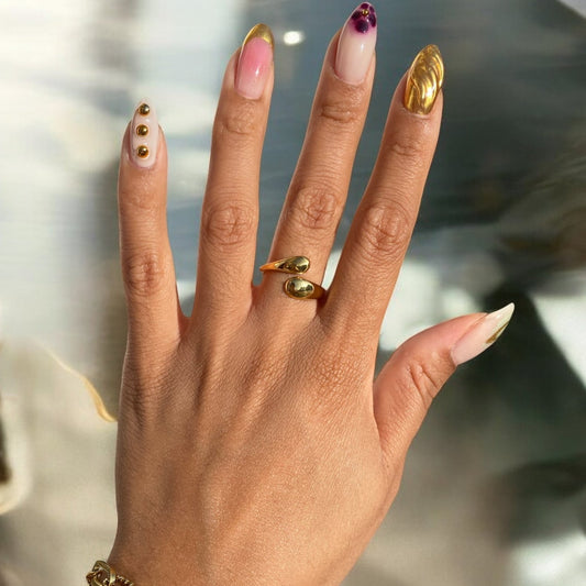 Mirror Images Dome Teardrop Ring - Gold