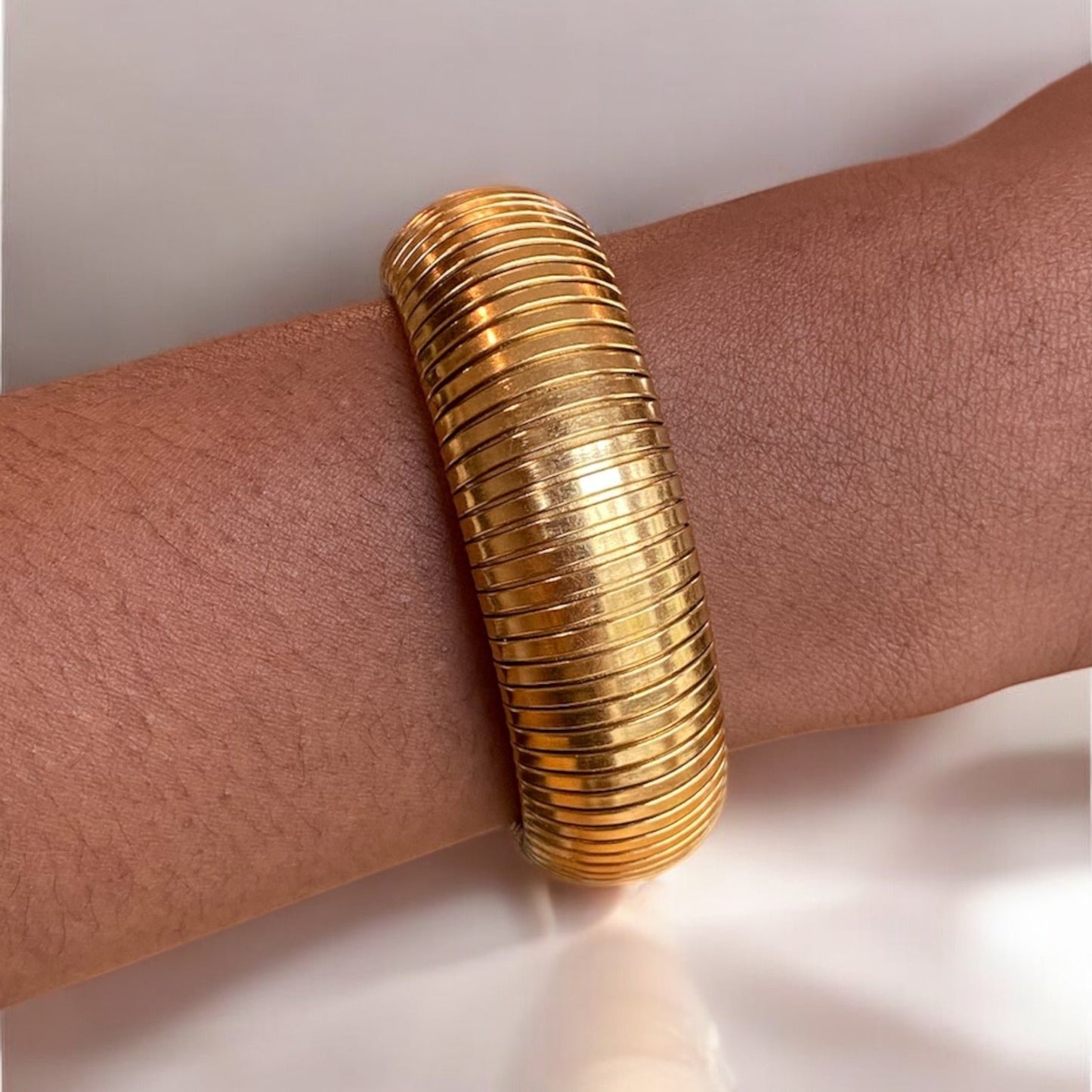 Accordion Bangle Bracelet - Gold | The Consciously Lisa Collection