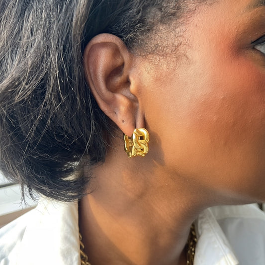 Cuban Link Huggie Hoops - Gold| The Consciously Lisa Collection