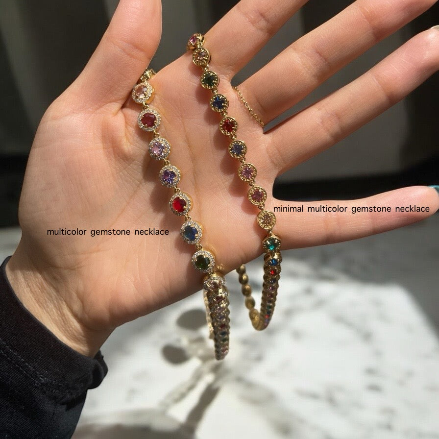 Minimal Multi-color Gemstone Necklace