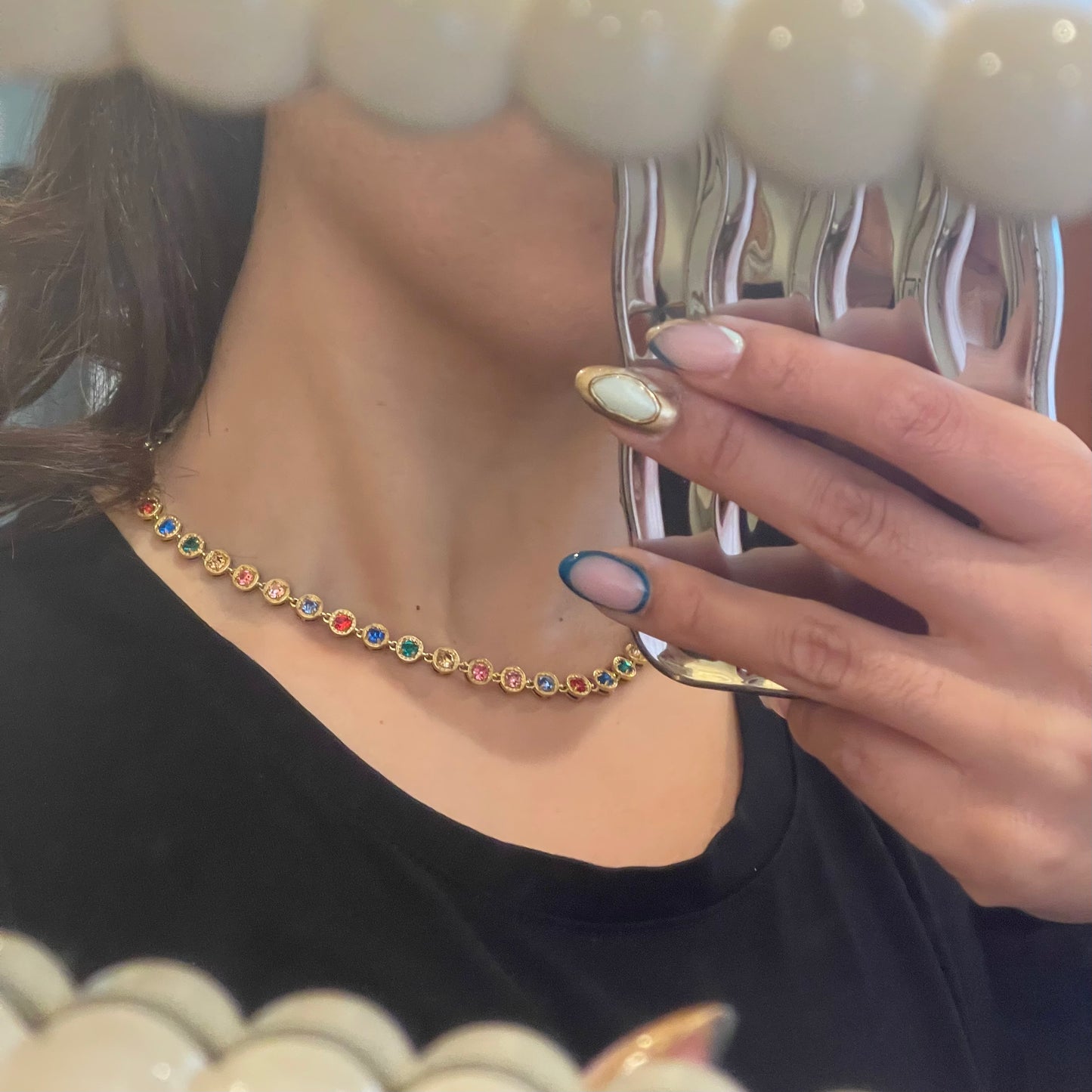 Minimal Multi-color Gemstone Necklace