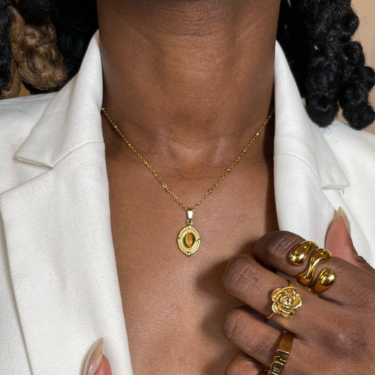 Tiger Eye Necklace Necklace - Gold | The Consciously Lisa Collection