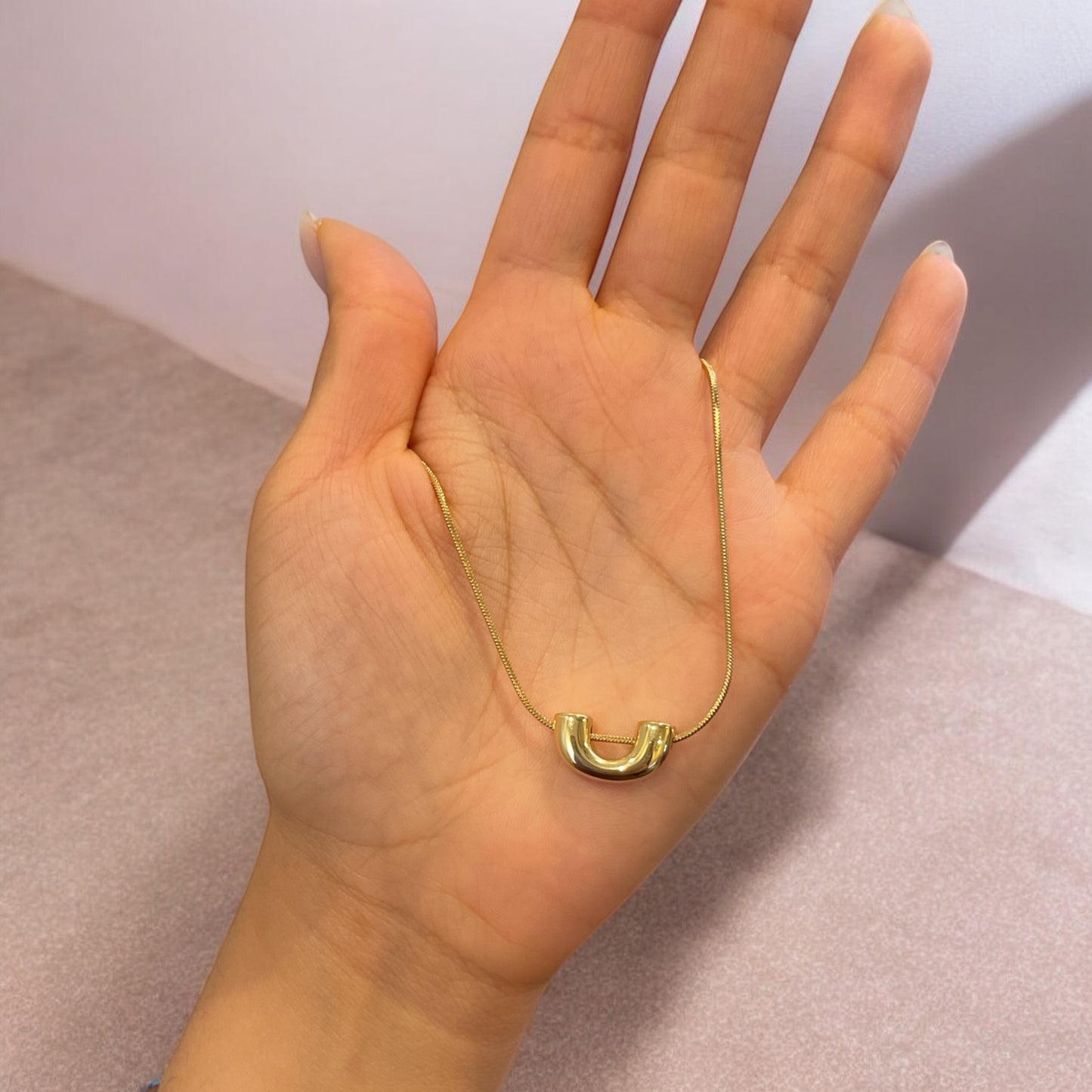 Tiny U Pendant Necklace