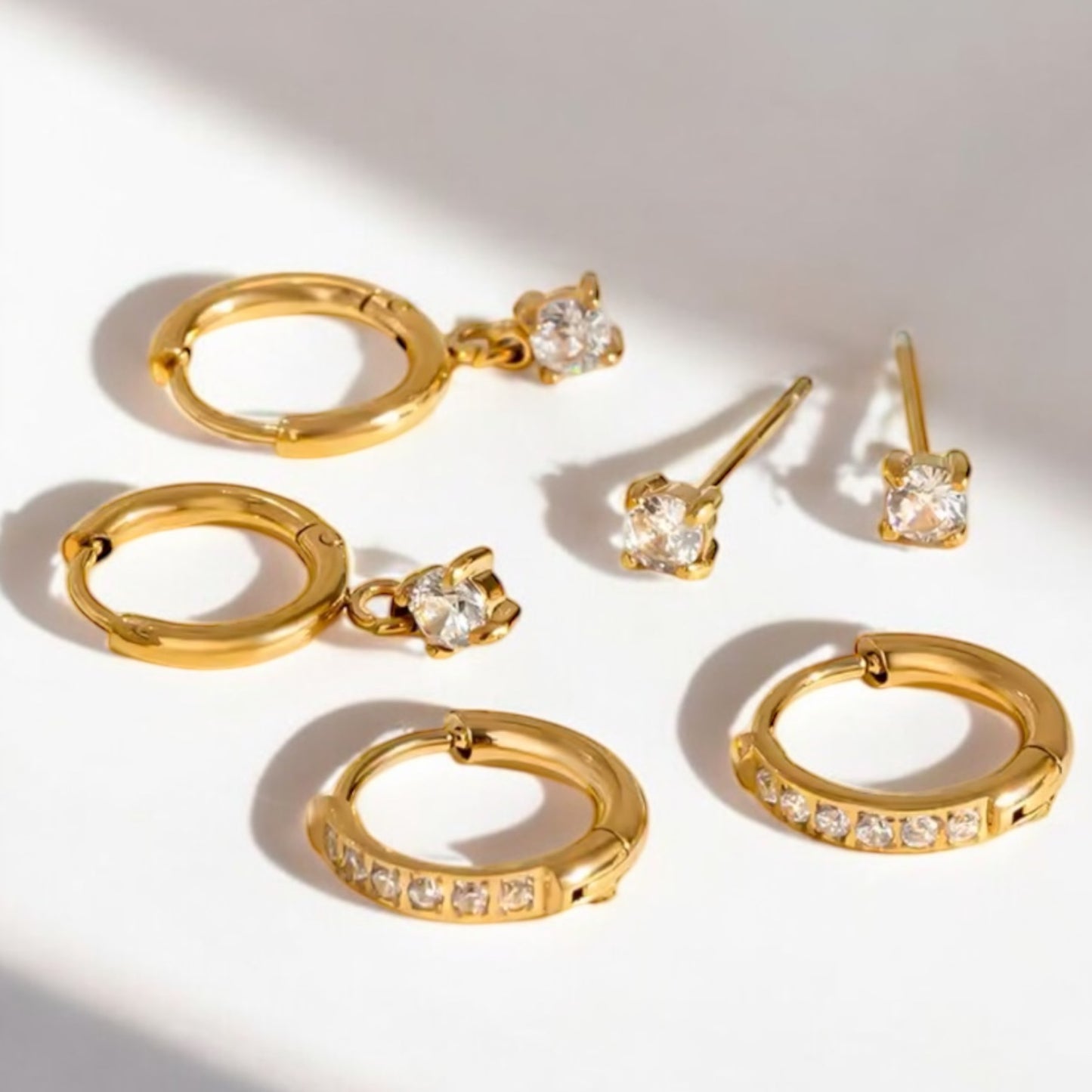 Dainty 3 Piece Earring Set - Gold