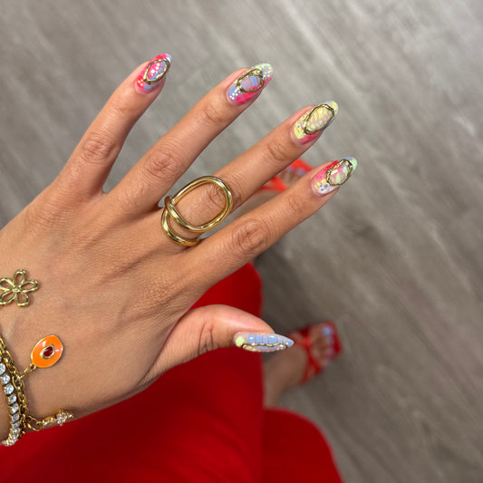 Abstract Lines Ring - Gold