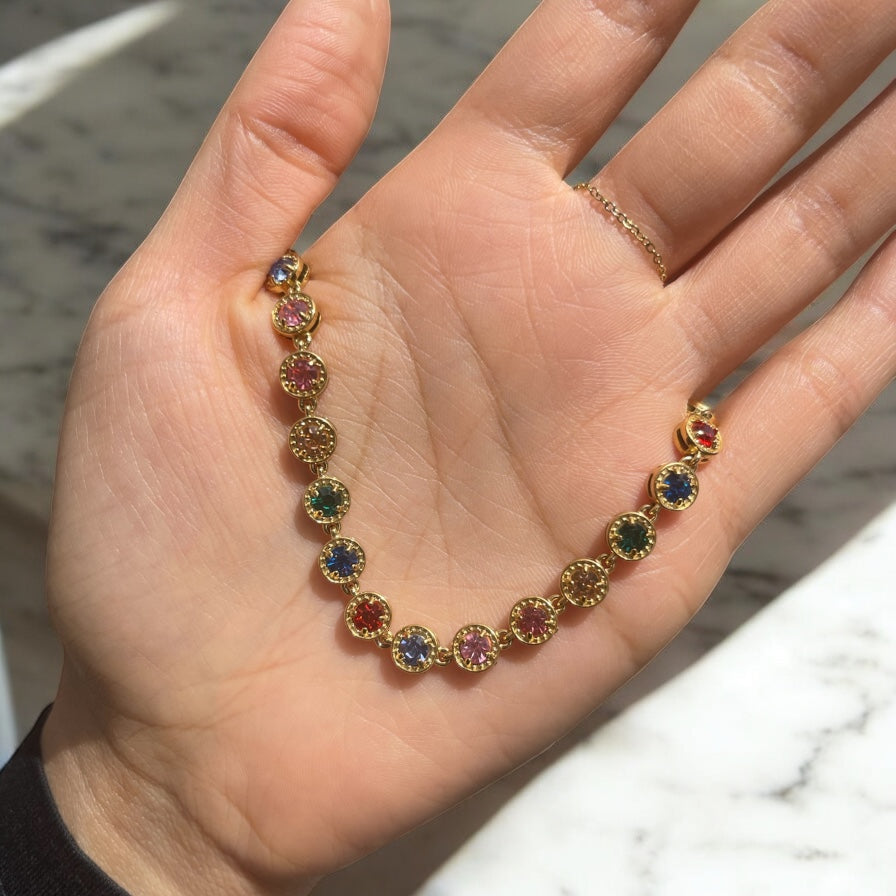 Minimal Multi-color Gemstone Necklace