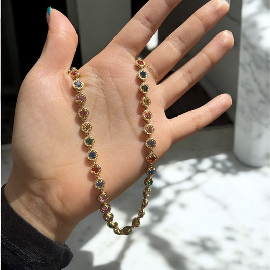 Minimal Multi-color Gemstone Necklace