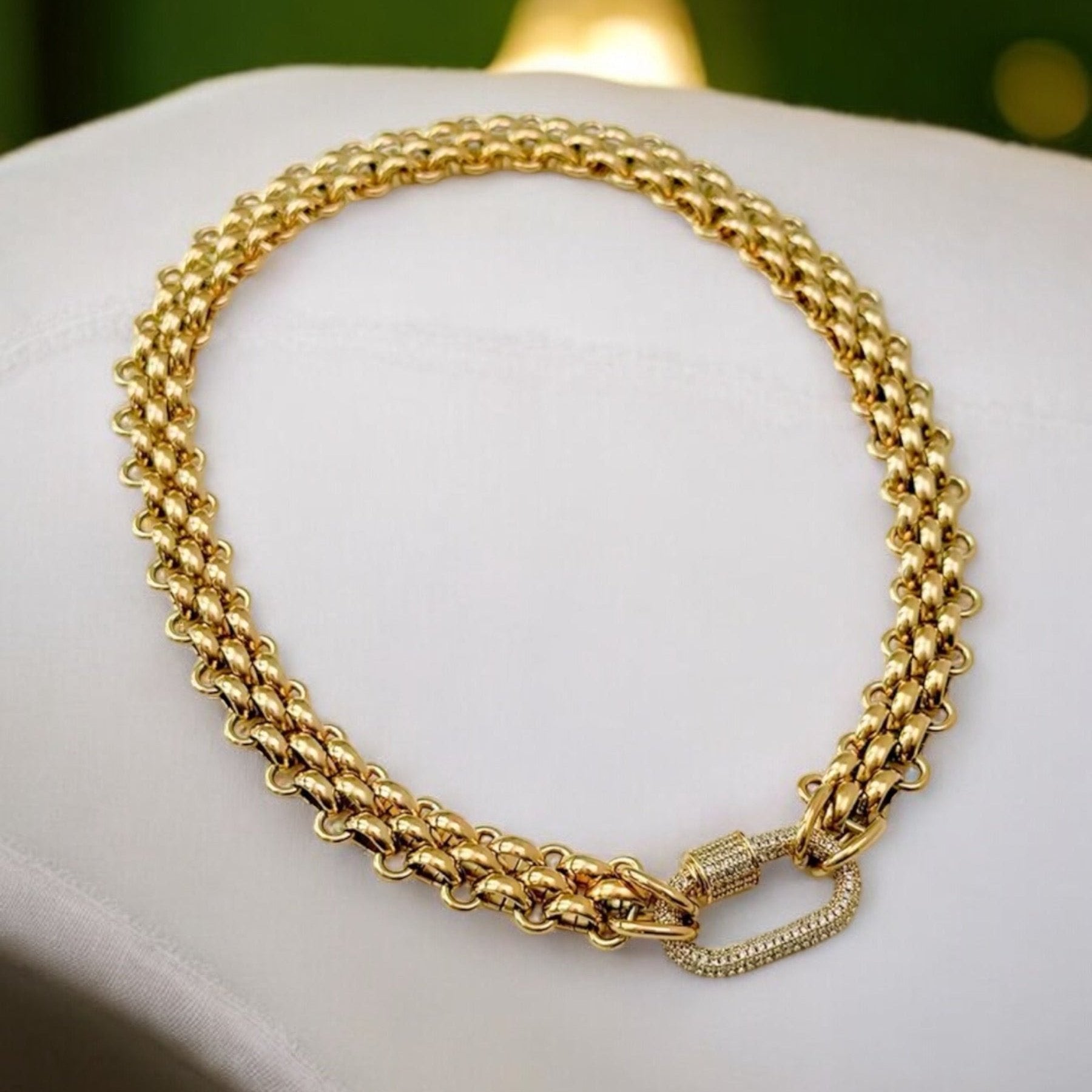 Braided Chain Choker Necklace Gold - Main Image