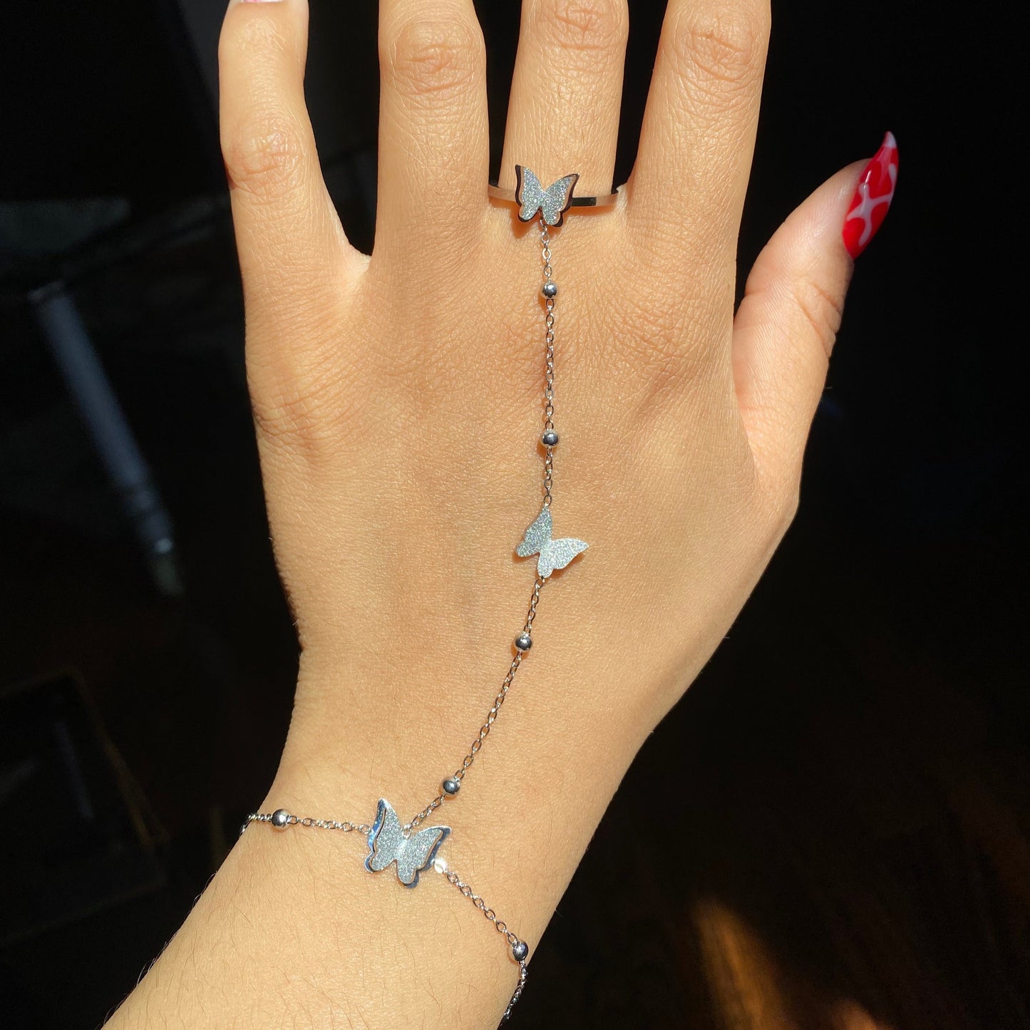 Butterfly Hand Chain - Silver