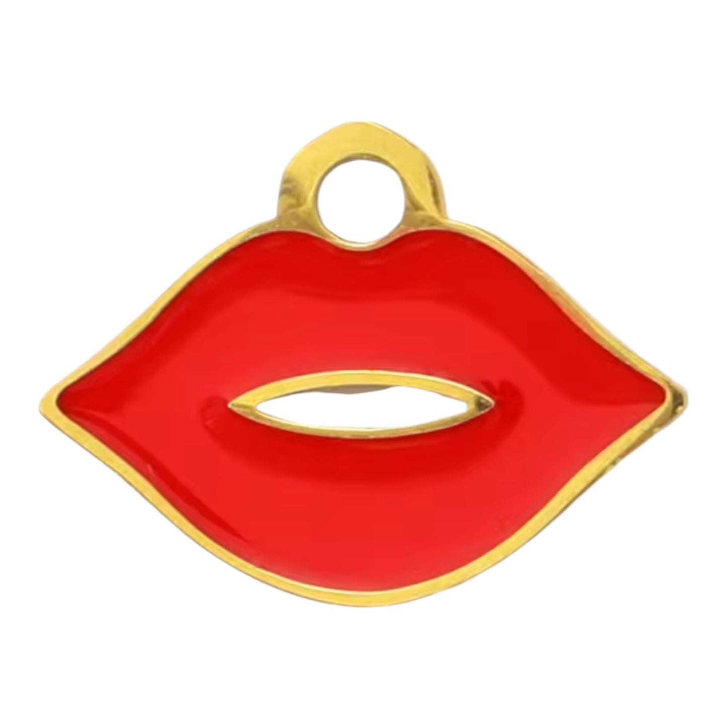 Red Lips Charm - Gold