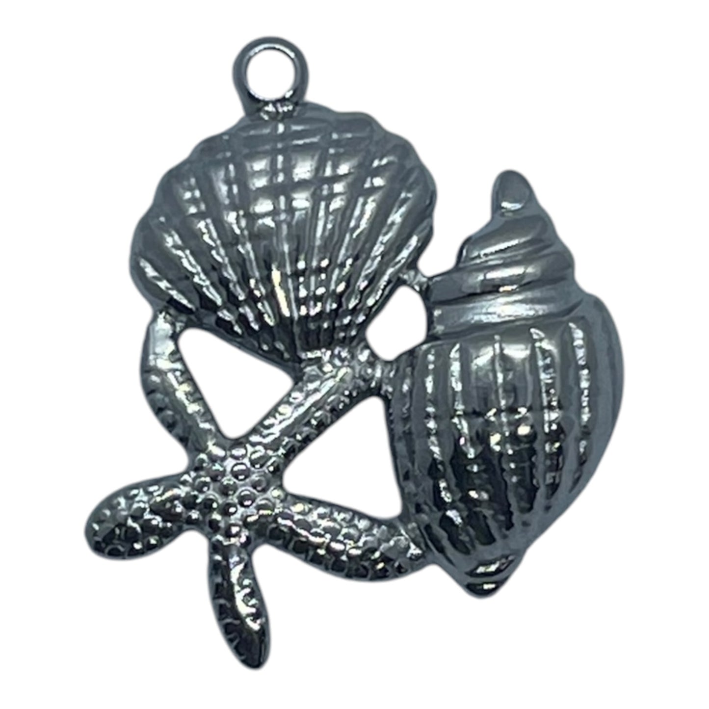 Starfish + Seashells Charm - Silver