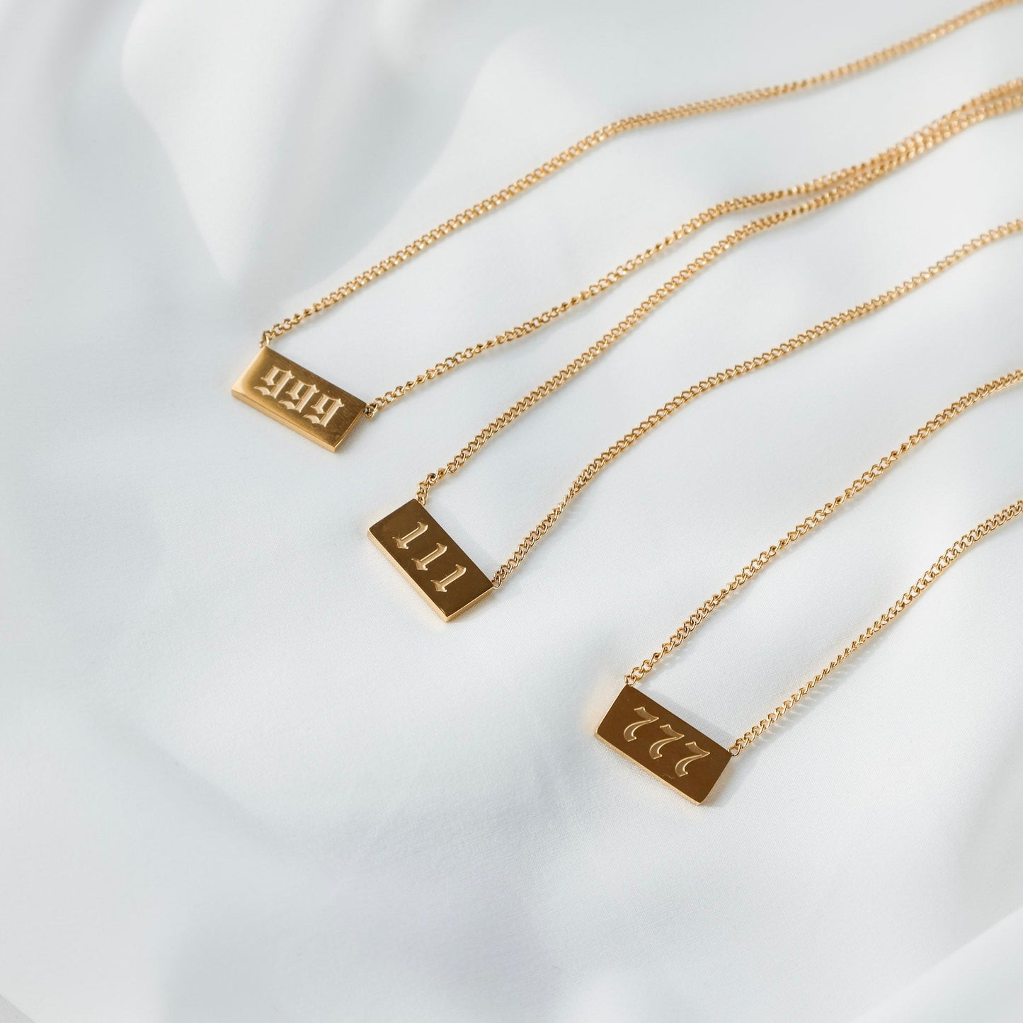 Angel Number Plate Necklace - Gold