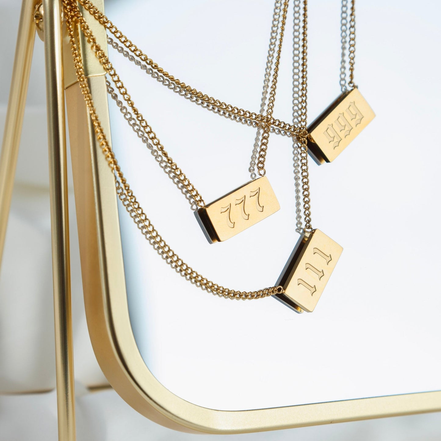 Angel Number Plate Necklace - Gold