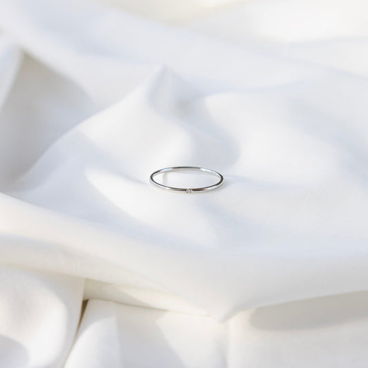 Dainty Stone Band Ring - Silver