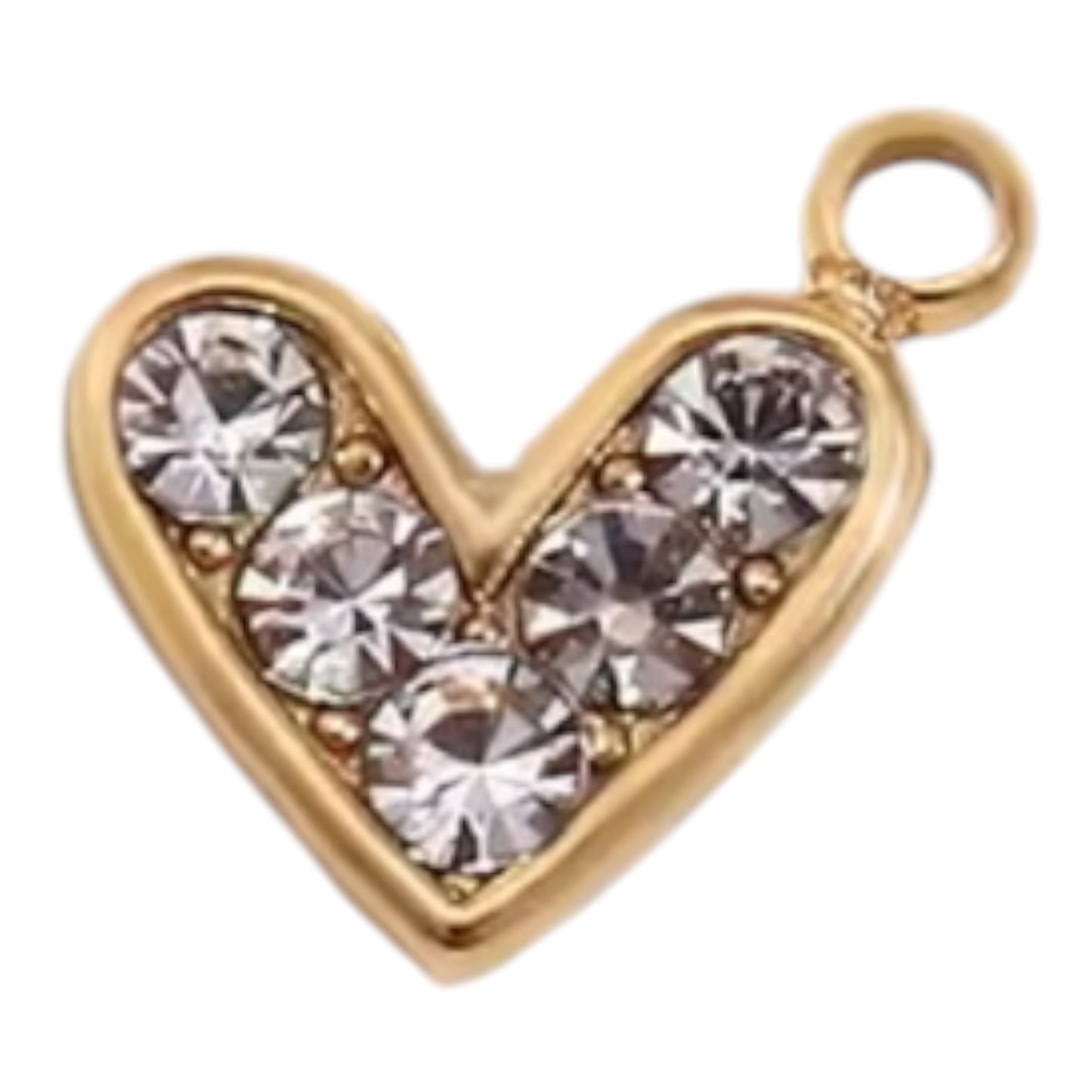 Clear Gem Heart Charm - Gold