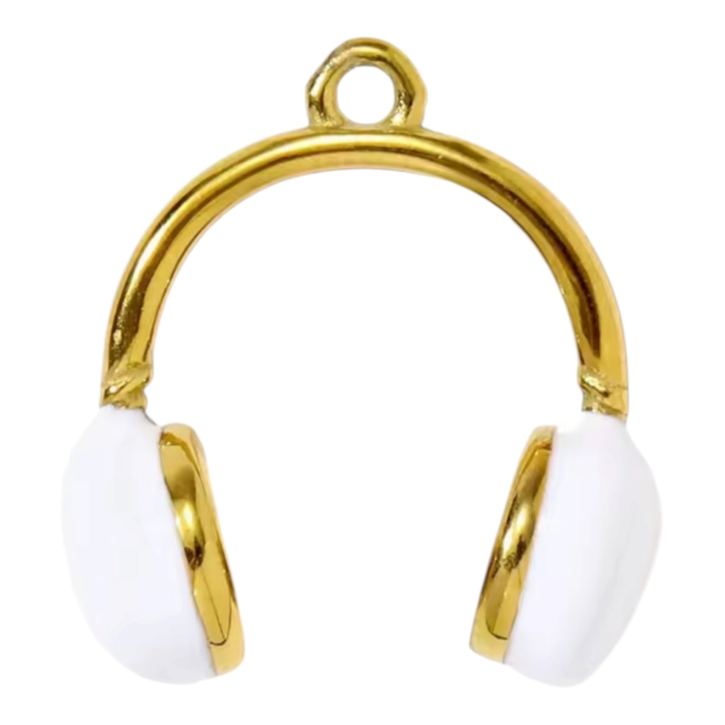 White Headphones Charm - Gold