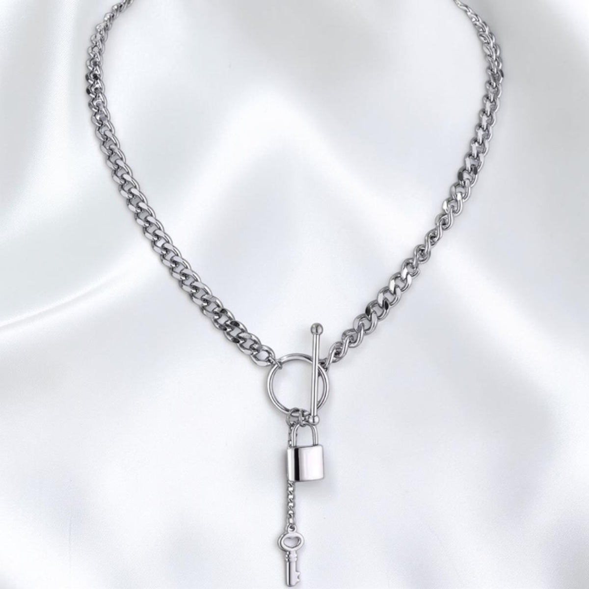 Lock + Key Y Drop Toggle Necklace