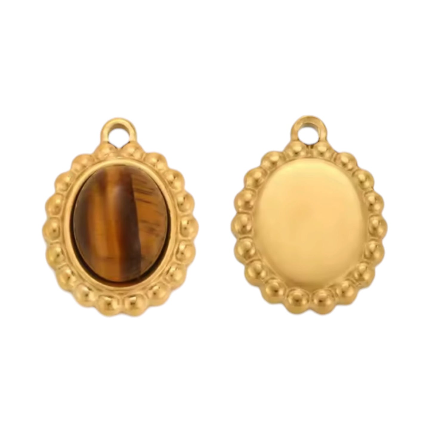 Tiger Eye Vintage Stone Charm - Gold