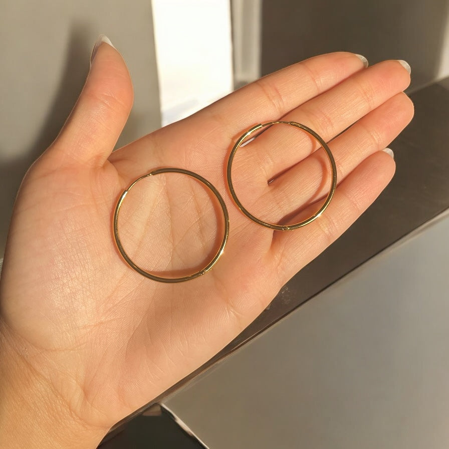 40mm Classic Thin Hoops - Gold