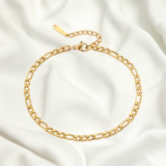 Figaro Chain Anklet - Gold