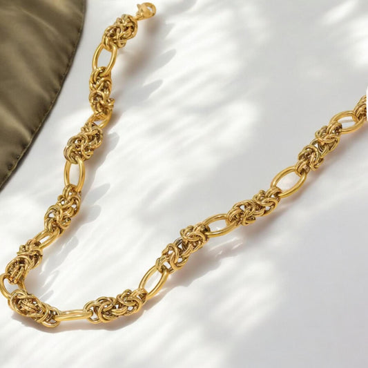 Textured Link Chain Necklace - Gold