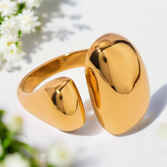 Chunky Oval Adjustable Ring - Gold