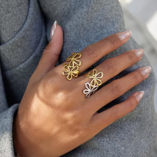 Floral Wrap Adjustable Ring - Mixed Metal