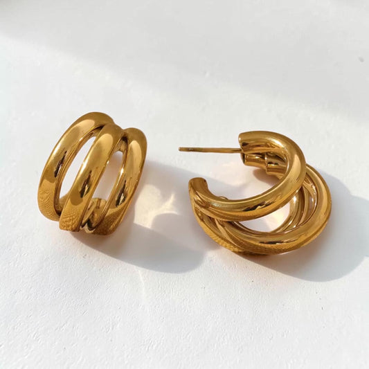 Triple Layer Huggie Hoop Earrings - Gold| The Consciously Lisa Collection