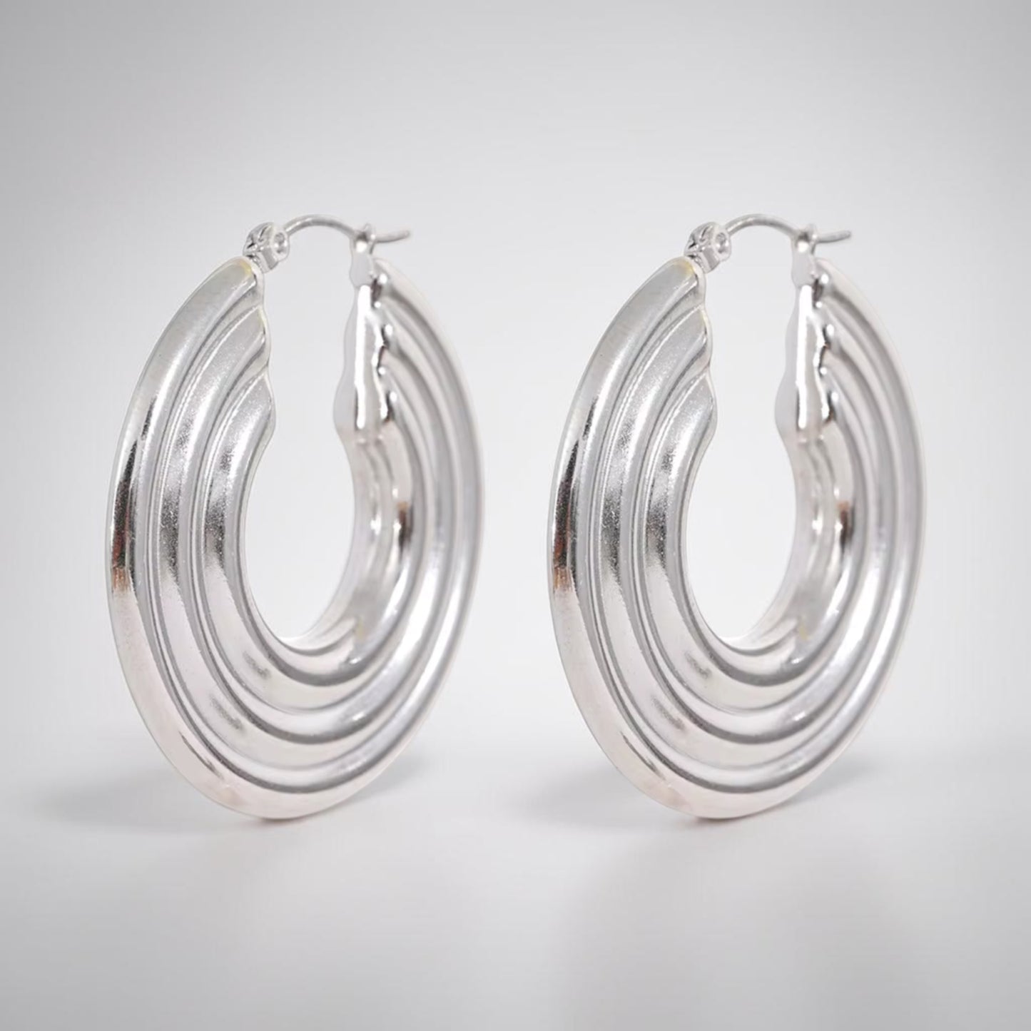 Textured Thick Open Circle Hoops